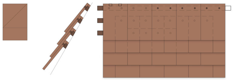 Reconstructietekening dekking met daktegels, MONED