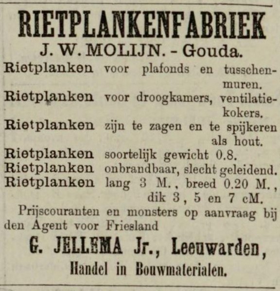 Advertentie Rietplanken 1890